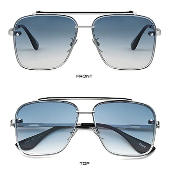 Square Aviator Sunglasses Vintage Metal Frame Gradient Lens Unisex Trendy main image 6